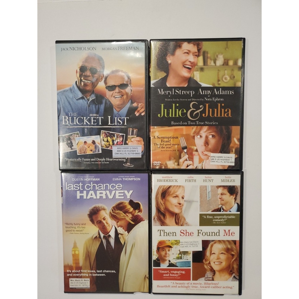 Drama Comedy DVD Lot 4 The Bucket List Julie Julia Last Chance Harvey DVD Movie